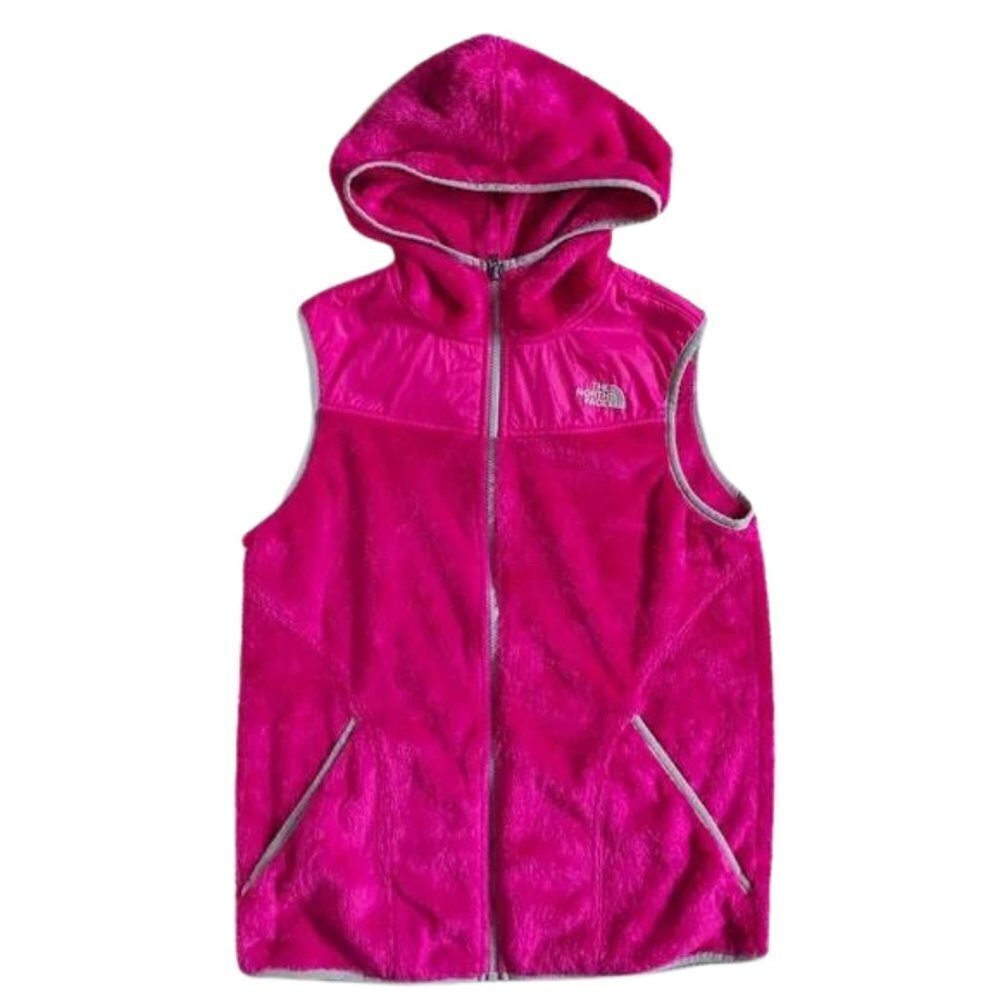The North face Osito Hooded Fuzzy Vest Hot Pink Size Girls XL/18